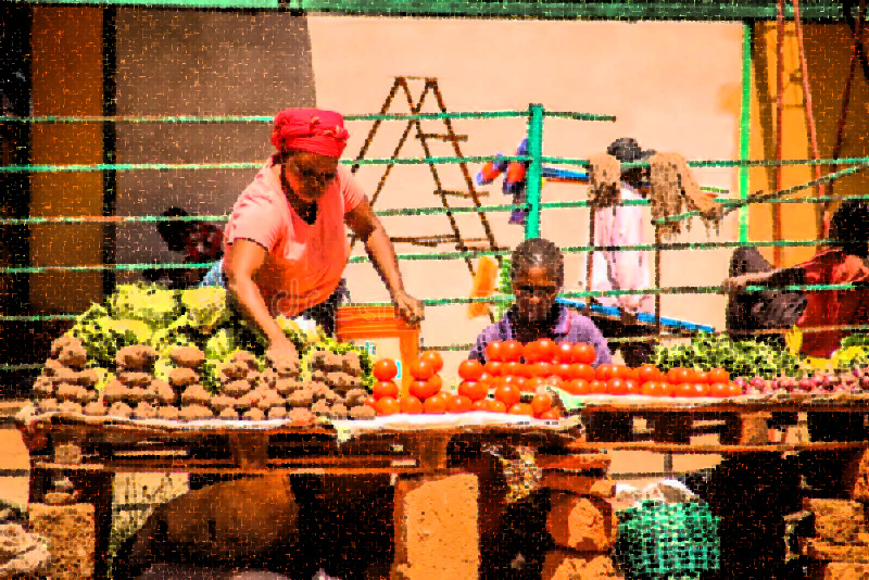 Photo 2: Farmers selling produce at market